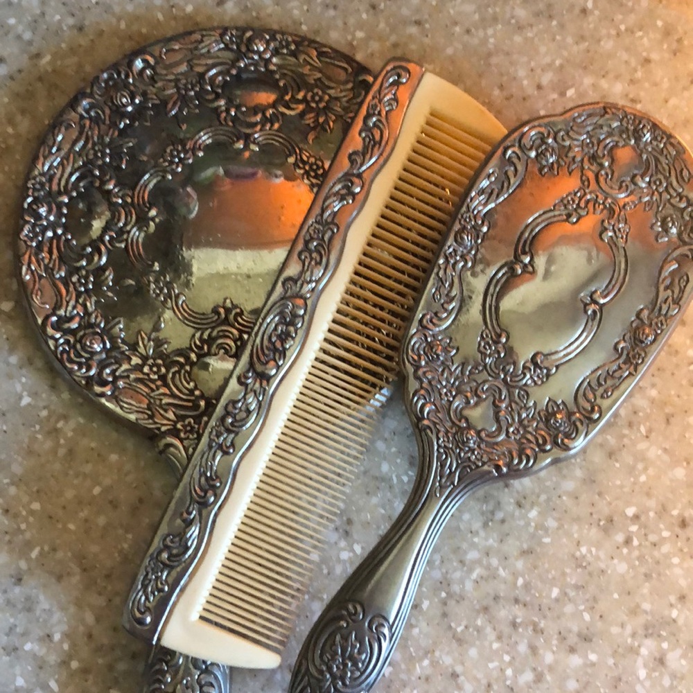 Vintage Silver Plated Vanity Set